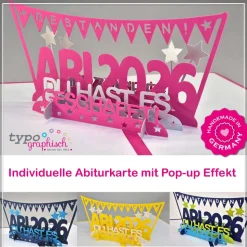 Handgemachte Pop-up Karte zum Abitur 2026 – mit individuellem 3D-Effekt