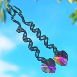 Handgemachte rosa Herz Ohrringe mit Spiralperle an 925er Silber – Funkelnder Boho Brautschmuck