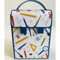 Handgemachte Schultasche aus Karton – Geschenkverpackung zur Einschulung (9 x 12 x 5 cm)