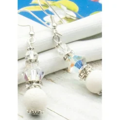 Handgemachte weiße Glas Ohrhänger – Brautschmuck, Hochzeit, Unikat & Geschenkidee