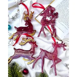 Handgemachte Weihnachtsbaumdeko Resin – Rentier – Epoxidharz Anhänger Weihnachten Geschenk