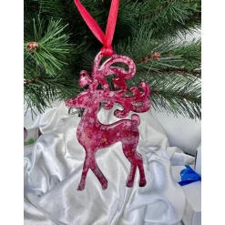 Handgemachte Weihnachtsbaumdeko Resin – Rentier – Epoxidharz Anhänger Weihnachten Geschenk