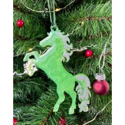 Handgemachte Weihnachtsbaumdeko Resin – Fee, Tanne, Märchenhaus, Pferd – Epoxidharz Anhänger Weihnachten Geschenk Grün