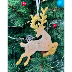 Handgemachte Weihnachtsbaumdeko Resin – Rentier – Epoxidharz Anhänger Weihnachten Geschenk
