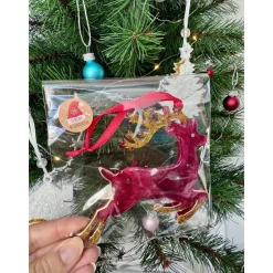 Handgemachte Weihnachtsbaumdeko Resin – Rentier – Epoxidharz Anhänger Weihnachten Geschenk
