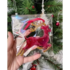 Handgemachte Weihnachtsdeko Resin Rentier – Epoxidharz Anhänger Blau Unikat Geschenk
