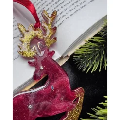 Handgemachte Weihnachtsdeko Resin Rentier – Epoxidharz Anhänger Blau Unikat Geschenk