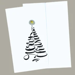 Handgemachte Weihnachtskarte Merry Christmas mit Mini-Steinmotiv & Umschlag – Einzigartige Grußkarte