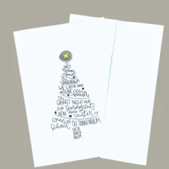 Handgemachte Weihnachtskarte Oh Tannenbaum mit Mini-Steinmotiv & Umschlag – Einzigartige Grußkarte