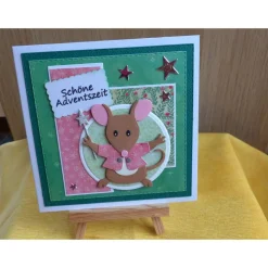 Handgemachte Weihnachtskarte mit Maus,