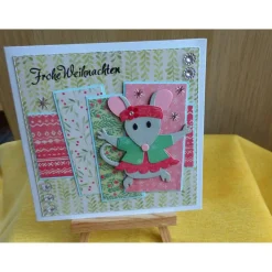 Handgemachte Weihnachtskarte mit Maus,