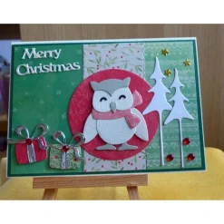 Handgemachte Weihnachtskarte mit Eule
