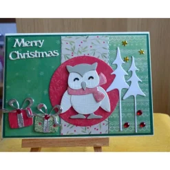 Handgemachte Weihnachtskarte mit Eule