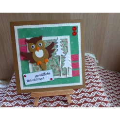 Handgemachte Weihnachtskarte mit Eule