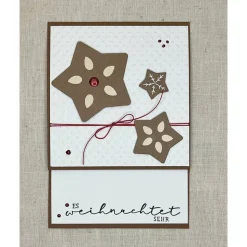 Handgemachte Weihnachtskarte ''Lebkuchen Sterne'' | Fun-Fold Karte | B6