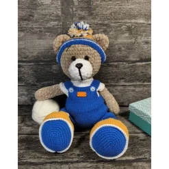 Handgemachter gehäkelter Teddybär mit Kleidung – ca. 33 cm