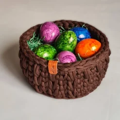 Handgemachtes Häkelkörbchen, Osternest aus braunem Textilgarn gehäkelt (1) - vielseitig & dekorativ