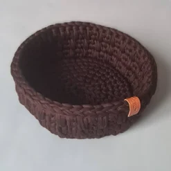 Handgemachtes Häkelkörbchen, Osternest aus braunem Textilgarn gehäkelt (2)