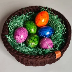 Handgemachtes Häkelkörbchen, Osternest aus braunem Textilgarn gehäkelt (2)