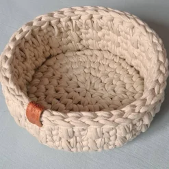 Handgemachtes Häkelkörbchen, Osternest aus beigem Textilgarn (2) – vielseitig & dekorativ