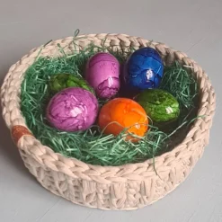 Handgemachtes Häkelkörbchen, Osternest aus beigem Textilgarn (2) – vielseitig & dekorativ