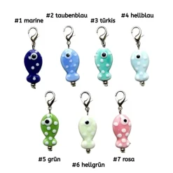 Handgemachtes Konfirmationsgeschenk – Keramik Fischanhänger auf Karte als christliches Symbol