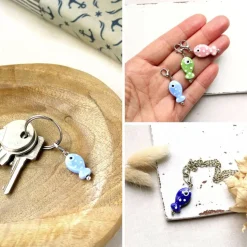 Handgemachtes Konfirmationsgeschenk – Keramik Fischanhänger auf Karte als christliches Symbol