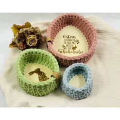 Handgemachtes Osternest mit Holzboden -  3 Größen & Gravur-Optionen