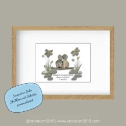 Handgemachtes Steinbild Goldene Hochzeit – optional passende Karte , Geschenkidee 50 Jahre Ehe