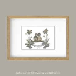 Handgemachtes Steinbild Goldene Hochzeit – optional passende Karte , Geschenkidee 50 Jahre Ehe