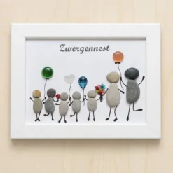 Handgemachtes Steinbild Kita Gruppenbild – Personalisiertes Abschiedsgeschenk mit Wunschname, STB-228