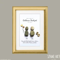 Handgemachtes Steinbild zur Goldenen Hochzeit – Geschenkidee 50. Hochzeitstag, optionale Karte separat