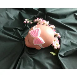 Handgemachtes Taufset  *little girl* für Mädchen – Haarband & Babyschühchen Weiß-Rosa mit Perlen