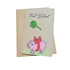 Handgemalte Klappkarte DIN A6 mit Häkelelementen – Einzigartige Unikatkarte mit Umschlag