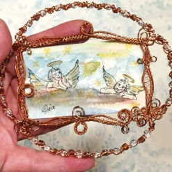 Handgemalter Engel prunkvoll gerahmt – Schutzengel Geschenk Aquarell Miniatur