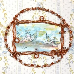 Handgemalter Engel prunkvoll gerahmt – Schutzengel Geschenk Aquarell Miniatur