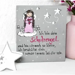 Handgemalter Schutzengel aus Holz – Geschenk fürs Patenkind zum Aufstellen & Aufhängen