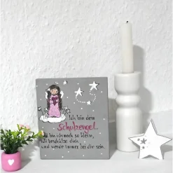 Handgemalter Schutzengel aus Holz – Geschenk fürs Patenkind zum Aufstellen & Aufhängen