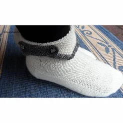 Handgestrickte Wollsocken Trachtenlook – Größe 38/39 – Oktoberfest Socken wollweiß