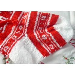 Handgestrickter Nikolausstiefel,Weihnachtsstiefel,Weihnachtsstrumpf.Geschenkstrumpf,