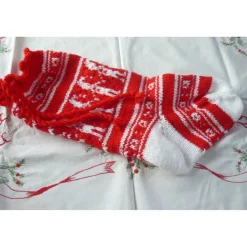 Handgestrickter Nikolausstiefel,Weihnachtsstiefel,Weihnachtsstrumpf.Geschenkstrumpf,