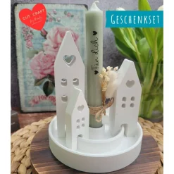 Handmade Geschenkset Geburtstag,Mitbringsel,Geschenkidee Geburtstag,Kerzenständer,Kerze,Muttertag,Geschenk Kollegen