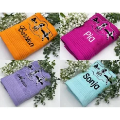 HANDTUCH ( 50 x 100 cm ) + mit Stickmotiv *Triathlon* + Name / Personalisiert