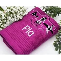 HANDTUCH ( 50 x 100 cm ) + mit Stickmotiv *Triathlon* + Name / Personalisiert