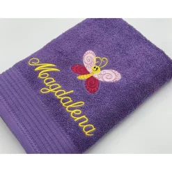 Handtuch ( 50 x 100 cm ) + Motiv Schmetterling  (#Nr. 100) + Name / Kinderhandtuch