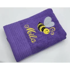 Handtuch ( 50 x 100 cm ) + Motiv Biene  (#Nr. 102) + Name / Kinderhandtuch