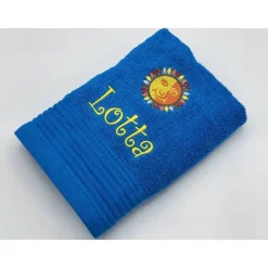 Handtuch ( 50 x 100 cm ) + Motiv Sonne  (#Nr.76) + Name / Kinderhandtuch