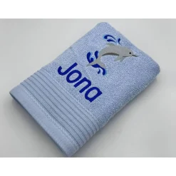 Handtuch ( 50 x 100 cm ) + Motiv Delfin (#Nr.34) + Name / Kinderhandtuch