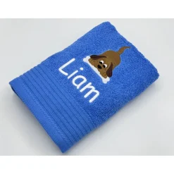 Handtuch ( 50 x 100 cm ) + Motiv Hund (#Nr. 53) + Name / Kinderhandtuch
