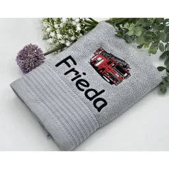 Handtuch ( 50 x 100 cm ) + Motiv Feuerwehr (#Nr. 62) + Name / Kinderhandtuch